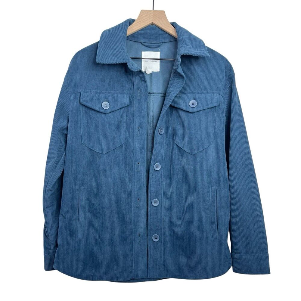 Anthropologie Avec Les Filles Jacket Blue Collared Shacket Corduroy Women’s S